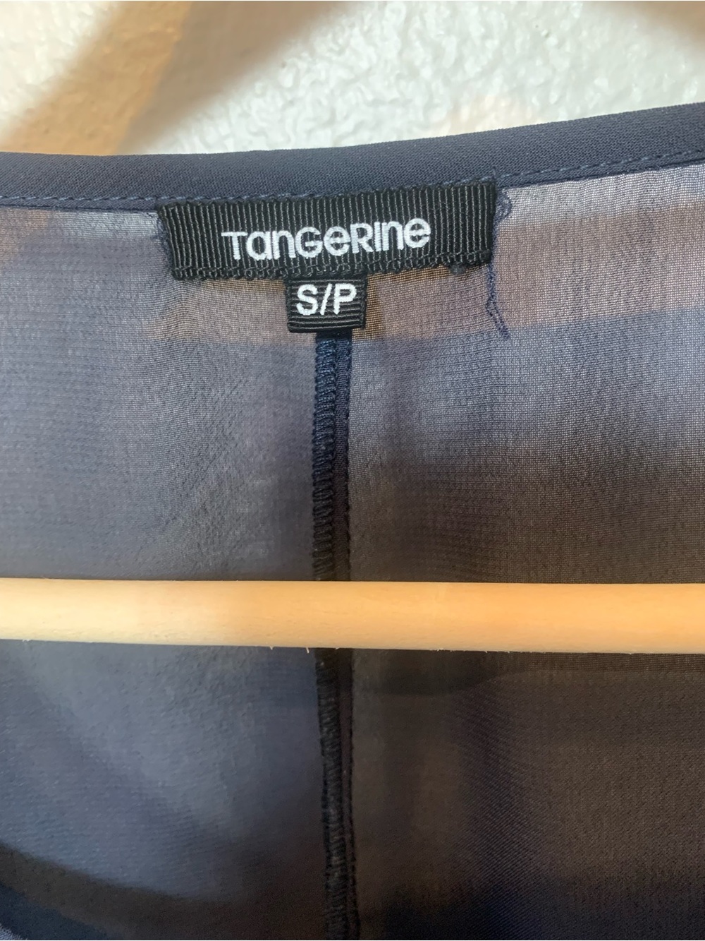 Tangerine Navy Cold-Shoulder Ruffle Top - Picture 2 of 9